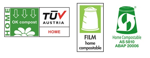 Three home compostable logos to look out for when adding biodegradable plastics