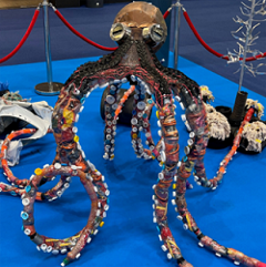 Octopus Sculpture made using recycled materials such as bottle tops 