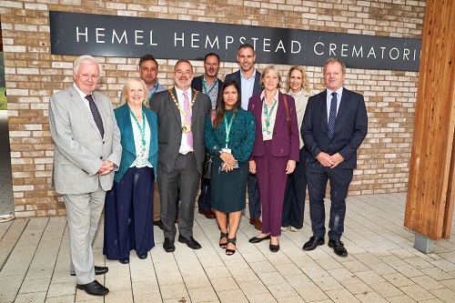 Dacorum Borough Council representatives at the official opening of the new Hemel Hempstead Crematorium on 18 September 2023