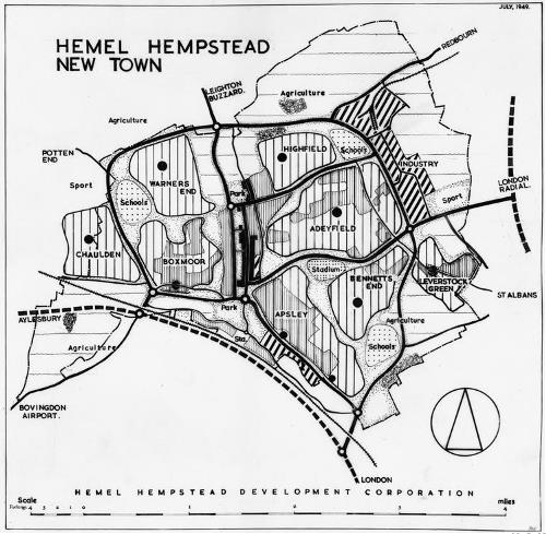 Hemel Hempstead Development Corporation map post-war
