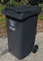 Photo of a grey wheeled bin