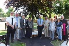 Memorial Garden Gadebridge Park with assembled dignitaries