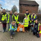 Tring volunteers with their bags of litter