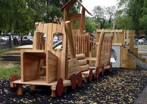 Canal Fields play area wooden train